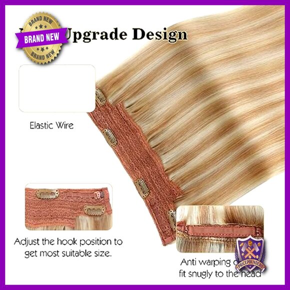 16 Inch 80 Gram Human Hair Extensions with Adjustable Wire and Clips main image 2
